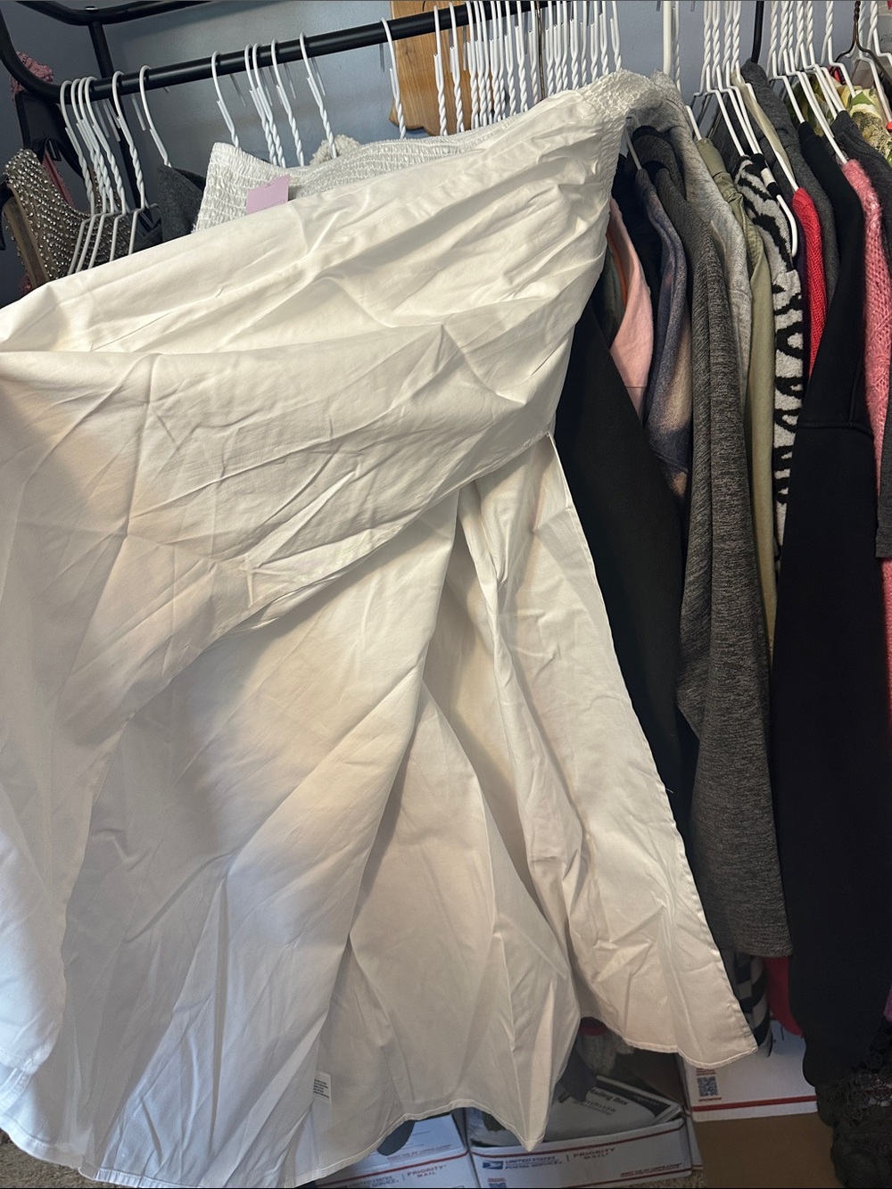 Women’s White Smocked Waist Skirt - Picture 3 of 5
